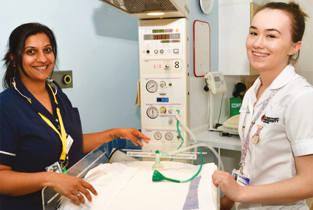 Two maternity services nurses